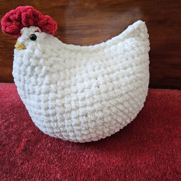 White Chunky Crochet Chicken Rooster amigurumi doll - Picture 8 of 11